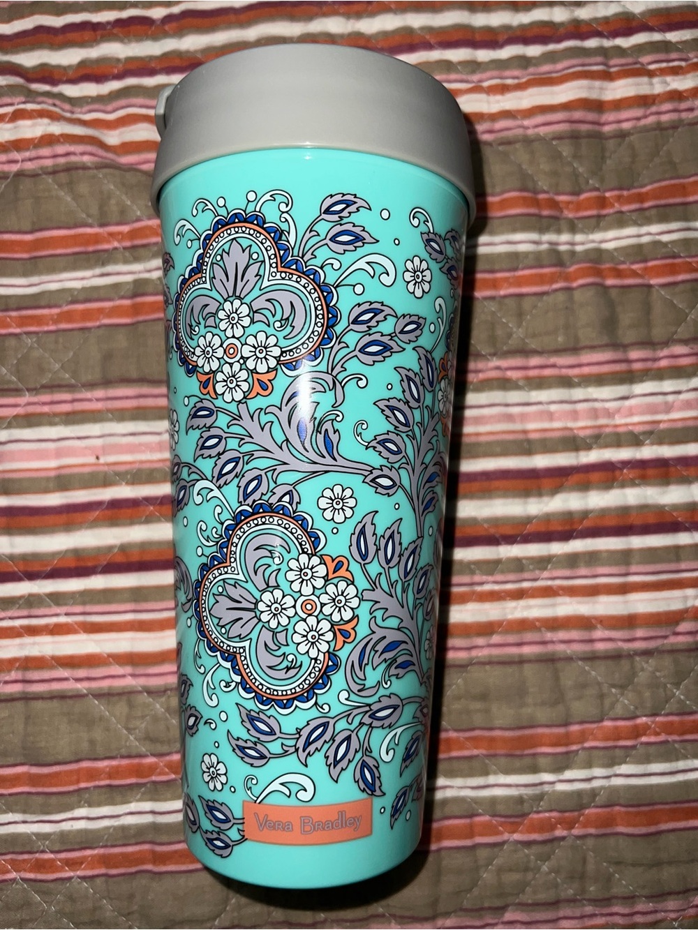 Vera Bradley Turquoise Floral Paisley Travel Tumbler